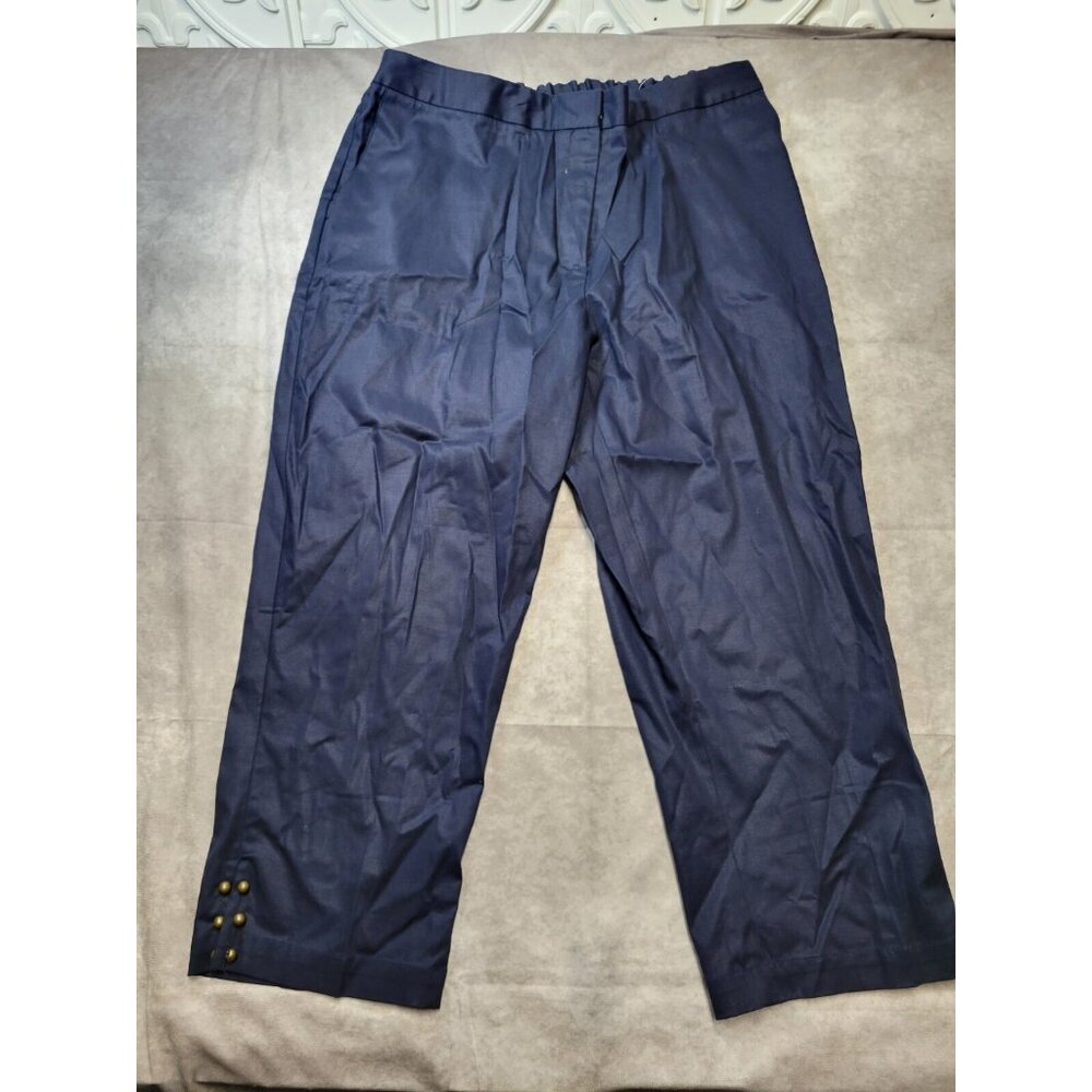 Susan Graver Spandex Pants Womens Large Navy Solid Elastic Waist Pull On